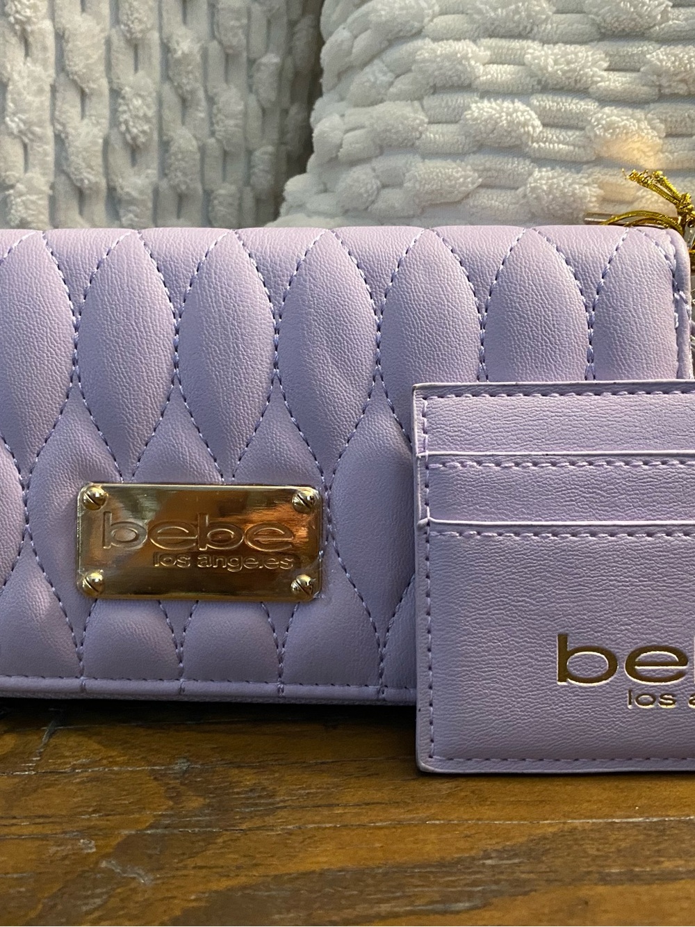 bebe Lavender Quilted Wallet with Matching Cardholder